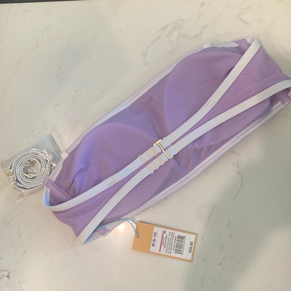 Kona Sol Bandeau Terry Cloth lavender & White Swim top NWT Size Medium - Picture 4 of 8